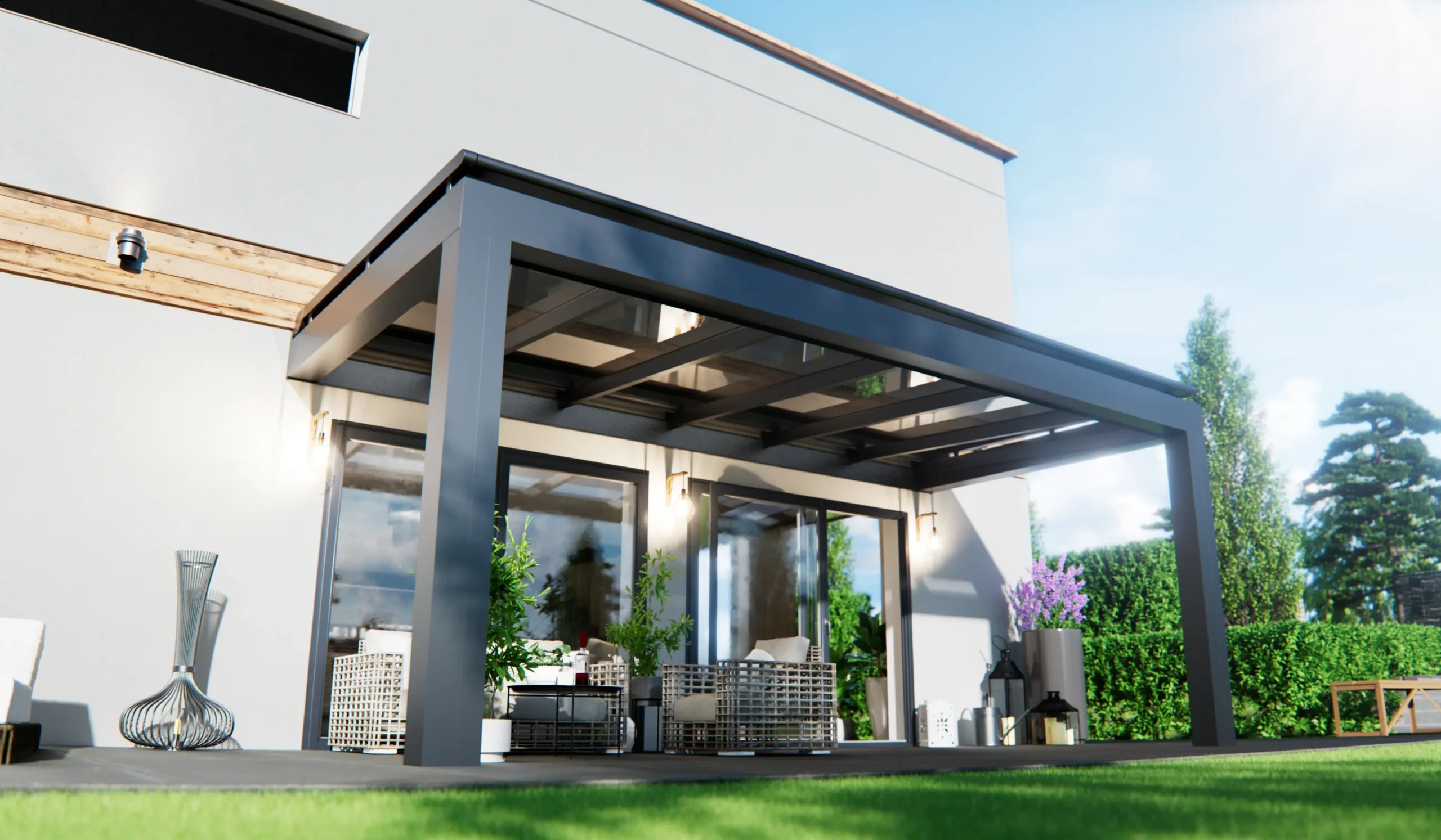 Terrassenüberdachung in Anthrazit RAL 7016